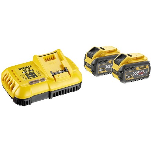 Lader og batteripakke DEWALT 2x54 V FlexVolt Li-Ion