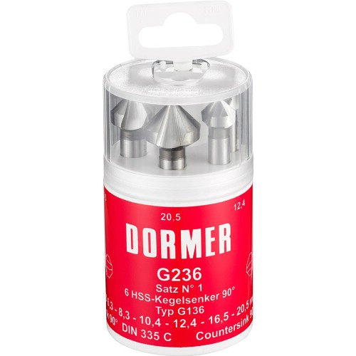 Forsenkersett DORMER G236 HSS 90° 3-skjærs